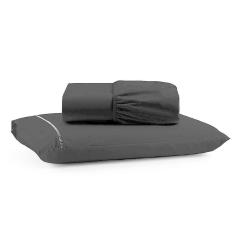 Imagem de Jogo De Lençol Luiza Solteiro 2 Pçs Percal 100% Algodão 180 Fios Ponto Palito - Preto