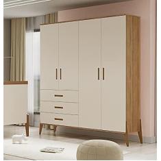 Imagem de Guarda Roupa Emilly Off White Carvalho 4 Portas Canaã Baby