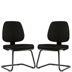 Imagem de Kit 02 Cadeiras Para Escrit rio Job L02 Fixa Couro Sint tico