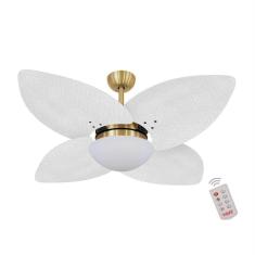 Imagem de Ventilador De Teto Dourado 4 Pás Branco 220V C/ Controle