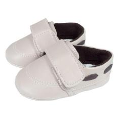 Imagem de Tênis Bege Tracejado Com Tiras Autocolantes Para Bebê - Era Uma Vez