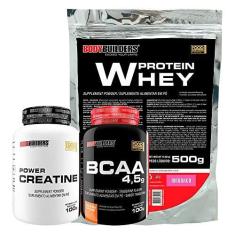 Imagem de Kit Whey Proten 500g + BCAA 100g+ Power Creatina 100g - Bodybuilders Sabor Morango