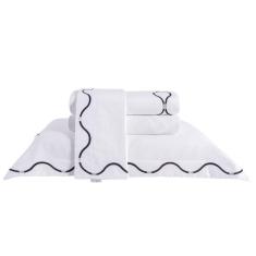 Imagem de Jogo de Cama Queen Baruc 4 Peças Percal 200 Fios Bernadete Casa Branco/Preto