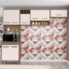 Imagem de Cozinha Compacta 8 portas Barcelona Carvalho/off White - Poliman