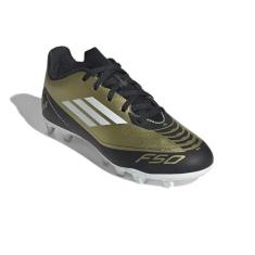Imagem de adidas Tênis infantil unissex F50 Club Messi Flexible Ground, Dourado metálico/branco/preto, 18