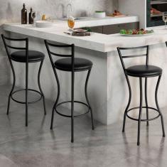 Imagem de Conjunto de 3 Banquetas Alta Home de Aço de Carbono