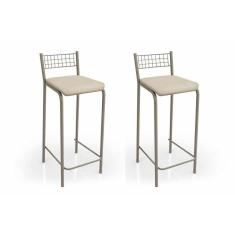Imagem de Kit 2 Banquetas Sala Jantar Gênova B705nk Un Níquel/nude - Kappesberg
