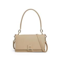 Imagem de Tommy Hilfiger Bolsa de ombro de couro com alça transversal removível, Bege, One Size