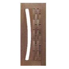 Imagem de Porta de Madeira Couro Longo Arco p/Vidro Maciça Cedro Arana Casmavi, 