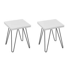 Imagem de Kit 2 Banquetas Quadradas Pés em Metal Produto Sustentável - JB BECHAR