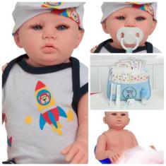 Imagem de Boneco Reborn Bebê Corpo 100% Vinil Com Bolsa Maternidade - Cegonha Re