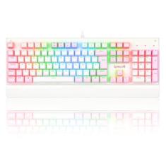 Imagem de TECLADO MECANICO GAMER KALA RGB BRANCO COM ROSA SWITCH AZUL ABNT2