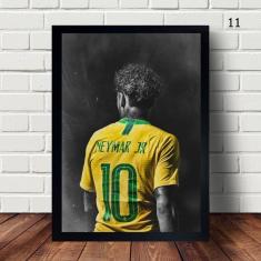 Quadro Decorativo Com Moldura Do Jogador De Futebol Neymar