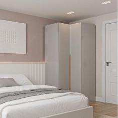 Imagem de Guarda-roupa de Canto Reto Modular 95cm com Portas e Cabideiros Jade Cabecasa Madeiramadeira Cinza Urbano