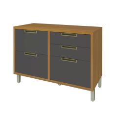 Imagem de Balcão Para Cozinha 1 Porta 4 Gavetas Imperatriz Nesher Móveis Freijó-grafite