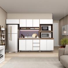 Imagem de Cozinha Planejada Modulada com Armário Forno/Micro Sabrina 280 x 202 Cm 4 Peças mdp Branco menu