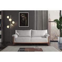 Imagem de Sofá 4 Lugares 220x94x92cm Linho Louise Cinza