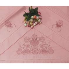 Imagem de Jogo Lençol Casal Bordado Crivo 4 Peças 100% Algodão Percal 180 Fios