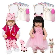 Imagem de Boneca Reborn Gêmeas Menina Girafinha E Bailarina 28 Itens