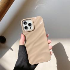 Imagem de Capa de telefone luxuosa com padrão ondulado de seda 3D para iPhone 14 13 12 11 Pro Max X XR XS Max 7 8 14 Plus Capa brilhante de cor sólida, marrom, para iPhone 13 Pro