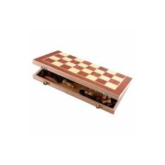 Imagem de Conjunto de jogos de xadrez, gamão e damas com tabuleiro de madeira
