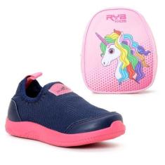 Imagem de Tênis Meia Infantil Menina Leve Confortável Calce Fácil + Mochila Rosa