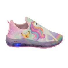 Imagem de Tênis Infantil Feminino Com Led Unicórnio Slip On Menina Novo - ARS, U