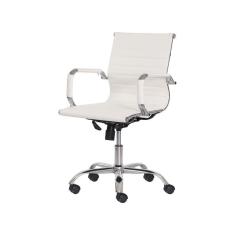 Imagem de Cadeira Escritório Branca Base Giratória Cromada Ajustável