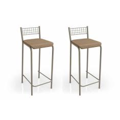 Imagem de Kit 2 Banquetas Sala Jantar Gênova B705nk Un Níquel/capuccino - Kappesberg