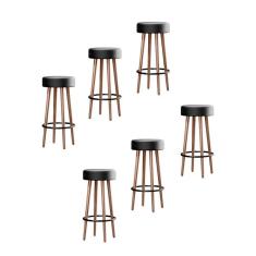 Imagem de Kit 6 Banquetas Altas Estofadas Atenas 70cm Preto - Adz