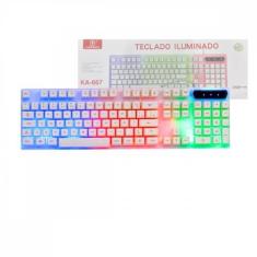 Imagem de Teclado Gamer Branco Semi Mecânico LED RGB Kapbom KA-667