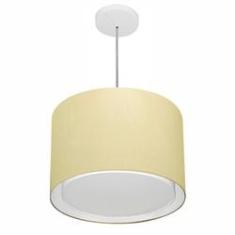 Imagem de Lustre Pendente Cilíndrico Duplo Md-4286 Cúpula em Tecido 40x30cm Algodão Crú - Bivolt