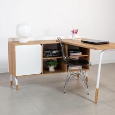 Imagem de Mesa Escrivaninha 120cm Balcão Credenza 1 Gav 1 Porta 136cm Hanover/Ne