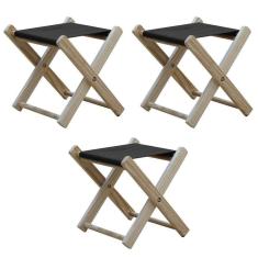 Imagem de Kit 3 Banquinho De Madeira Banqueta Pescador-preto