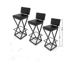 Imagem de Kit 3 Banquetas Bistrô Baixas 65cm Preta Impermeáveis