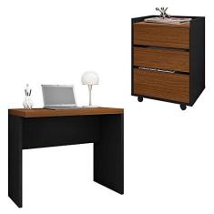 Imagem de Conjunto Escritório Mesa e Gaveteiro Marrom Studio Caemmun