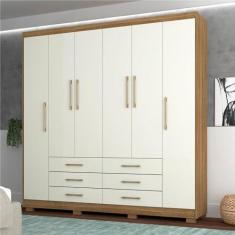 Imagem de Guarda-roupa Casas Real com 6 Portas e 6 Gavetas Nature/Champanhe