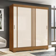 Imagem de Guarda Roupa Solteiro 2 Portas de Correr 2 Gavetas B353 Briz Marrom/Cinza/Off White