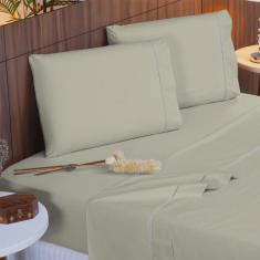 Imagem de Jogo de Cama Queen 140 fios Ponto Palito Caqui Valle Enxovais 4 peças