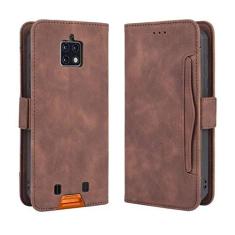 Imagem de Capa com compartimento para cartão Oukitel WP6, capa flip de couro para Oukitel WP6, capa magnética retrô para telefone, capa carteira com compartimentos para cartões