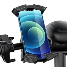 Imagem de XYAJUANG Suporte de telefone para guidão de bicicleta, suporte de telefone de motocicleta, braçadeira de celular para guidão de motocicleta, clipe de telefone de scooter para iPhone
