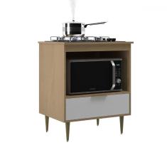 Imagem de Balcão de Cozinha Perola 50,2 cm 1 Gaveta Nogal/Branco - Deibe Móveis