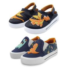 Imagem de Kit 2 Pares Sandália Infantil Babuche Gatatuya E Tênis Casual Dinossau