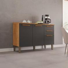 Imagem de Balcão para Cozinha 3 Portas 2 Gavetas Bella Cinamomo/graffite