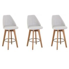 Imagem de Kit 3 Banquetas Maya Gourmet Giratória-tamanho Médio 62 Cm Do Chão Até O Assento-tecido Linho