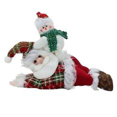 Imagem de Boneco Natal Decorativo Papai Noel Tecido Xadrez 34cm