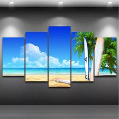 Imagem de Quadro Mosaico Paisagem Praia 5 Peças 1,20x0,70cm  Ref 15