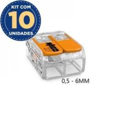 Imagem de Kit Com 10 Conector De Emenda 2 Polos 1,0A 6,0mm 41a 221-612 Wago