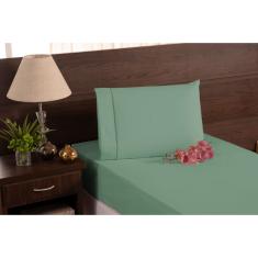 Imagem de Kit Lençol Algodão e Fronha 180 Fios Solteiro Percal Verde