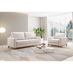 Imagem de Kit Sofá Living 2 Lugares 181,5cm e Poltrona Alpino Amendoa